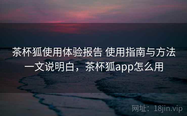 茶杯狐使用体验报告 使用指南与方法一文说明白，茶杯狐app怎么用