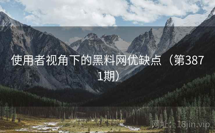 使用者视角下的黑料网优缺点(第3871期) 使用者视角下的黑料网优缺点(第3871期)